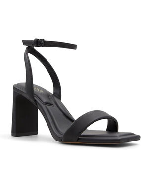 Strappy Heeled Sandal Black Ankle Strap Square Toe Evening Date Night ALDO